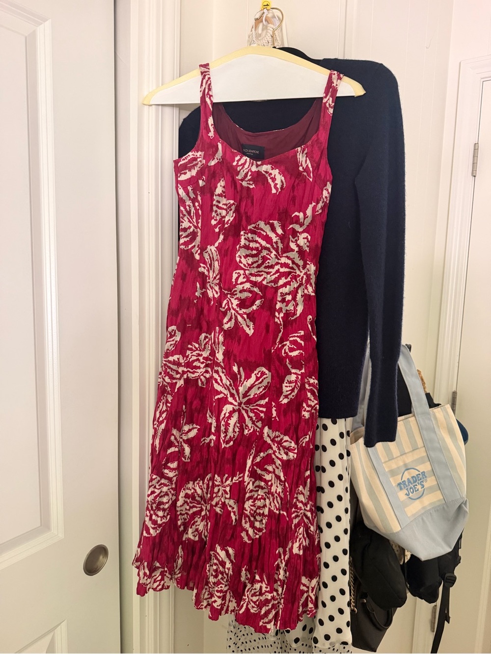 Piazza Sempione Berry-Pink Floral Sleeveless Midi Dress